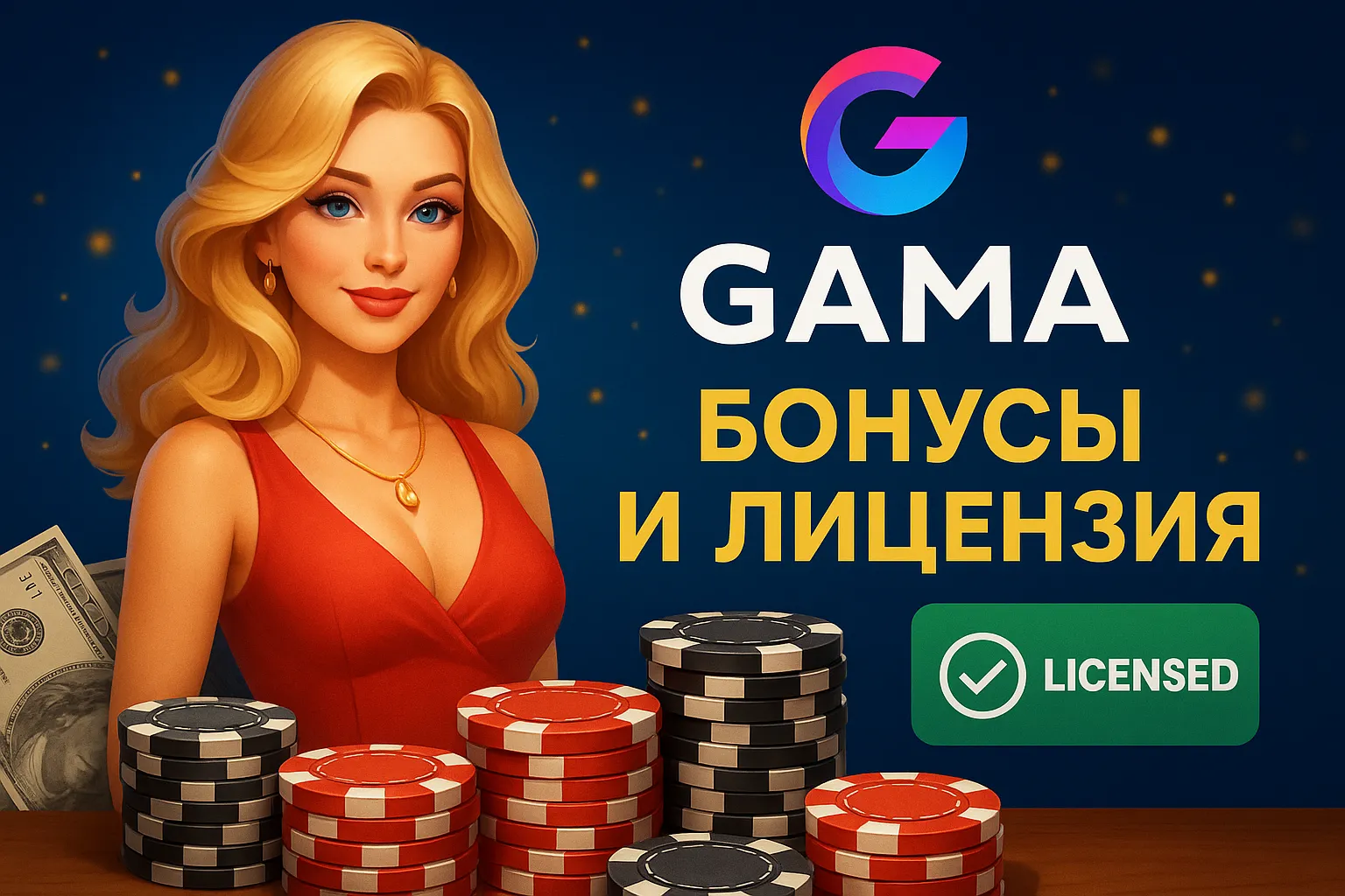Бонусы и лицензия казино Gama